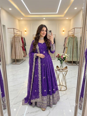 Violet Bandhani Sequin Gown