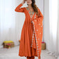 Rust Mirror Embroidered Anarkali