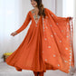 Rust Mirror Embroidered Anarkali