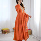 Rust Mirror Embroidered Anarkali