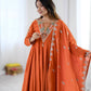 Rust Mirror Embroidered Anarkali