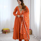 Rust Mirror Embroidered Anarkali
