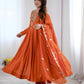 Rust Mirror Embroidered Anarkali