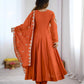Rust Mirror Embroidered Anarkali