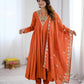 Rust Mirror Embroidered Anarkali