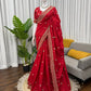 Red Jalpari Silk Designer Saree for Weddings and Festive Occasions