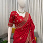Red Jalpari Silk Designer Saree for Weddings and Festive Occasions