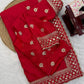 Red Jalpari Silk Designer Saree for Weddings and Festive Occasions