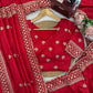 Red Jalpari Silk Designer Saree for Weddings and Festive Occasions