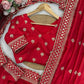 Red Jalpari Silk Designer Saree for Weddings and Festive Occasions
