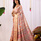 Floral Lichi Silk Saree with Zari Border