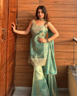 Sequin Embroidered Sharara Set