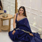 Navy Diamond Organza Saree