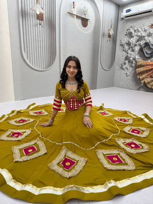 Mustard Mirror Diamond Lehenga