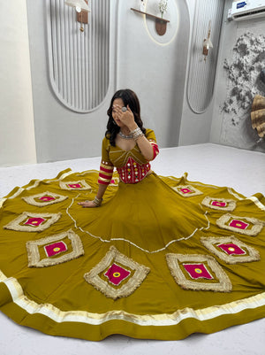 Mustard Mirror Diamond Lehenga