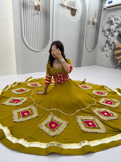 Mustard Mirror Diamond Lehenga