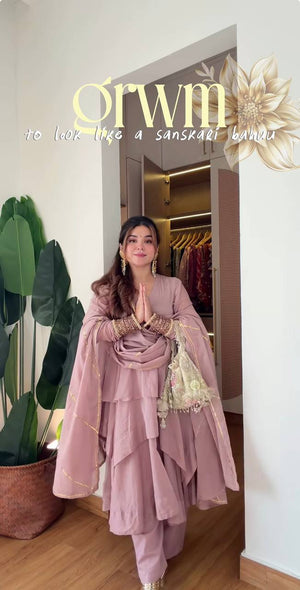 Mauve Tiered Peplum Sharara