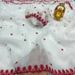 White Red Crinkle Silk Saree for Durga Puja