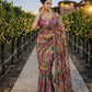 Rust Floral Mirror Saree