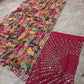Rust Floral Mirror Saree