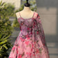 Mauve Floral Organza Corset Lehenga