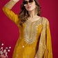 Designer Chinnon Silk Sharara Suit with Embroidery and Dupatta