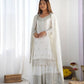 Designer Chinnon Silk Sharara Suit with Embroidery and Dupatta