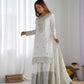 Designer Chinnon Silk Sharara Suit with Embroidery and Dupatta