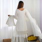 Designer Chinnon Silk Sharara Suit with Embroidery and Dupatta