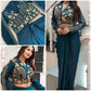 Teal Bead Embroidered Dhoti Set