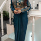 Teal Bead Embroidered Dhoti Set