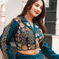 Teal Bead Embroidered Dhoti Set