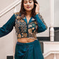 Teal Bead Embroidered Dhoti Set