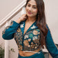 Teal Bead Embroidered Dhoti Set