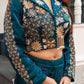 Teal Bead Embroidered Dhoti Set