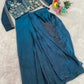 Teal Bead Embroidered Dhoti Set
