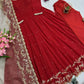 Embroidered Faux Georgette Gown Set with Organza Dupatta for Wedding and Festive Wear