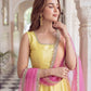 Yellow Pearl Lace Anarkali Gown