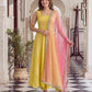 Yellow Pearl Lace Anarkali Gown