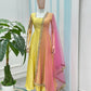 Yellow Pearl Lace Anarkali Gown