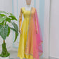 Yellow Pearl Lace Anarkali Gown