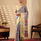 Floral Lichi Silk Saree with Zari Border
