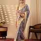 Floral Lichi Silk Saree with Zari Border