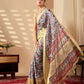 Floral Lichi Silk Saree with Zari Border