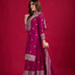 Designer Chinnon Silk Sharara Suit with Embroidery and Dupatta