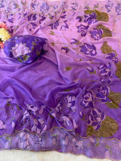 Lotus Khatli Print Saree