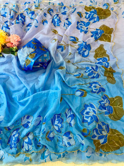 Lotus Khatli Print Saree