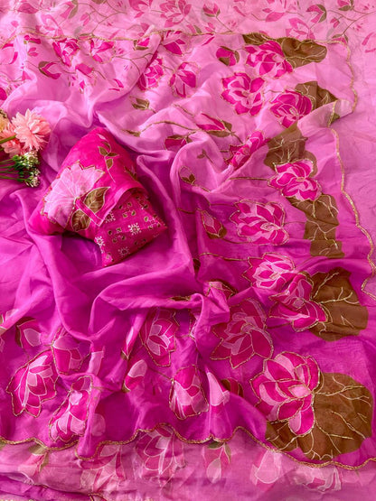 Lotus Khatli Print Saree