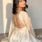 Ivory Rose Lace-Back Gown Set