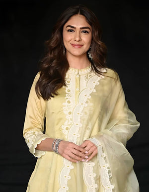 Lemon Lace Embroidered Kurta Set